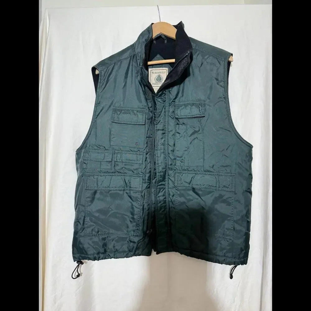 Northwest Territory Green Waterproof Utility Vest Fleece Interior Mens Size M - Picture 1 of 5